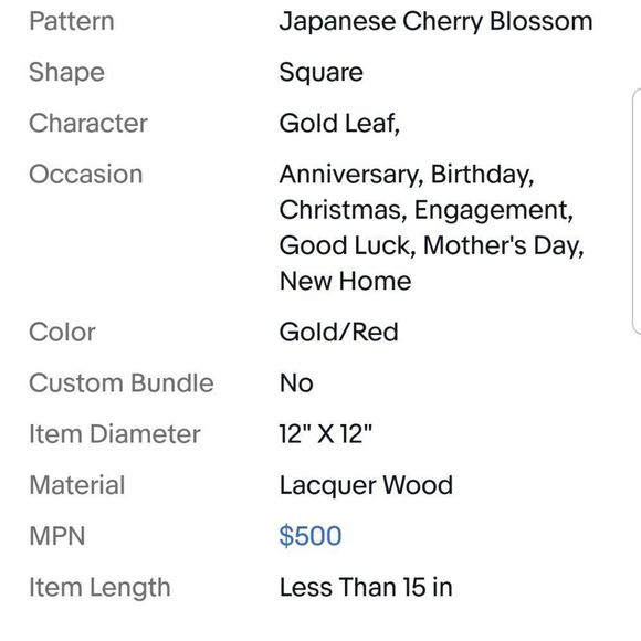Minh Phuong 24 Piece Japanese Cherry Blossom Place Mat Sets, New, Gold Red - Picture 11 of 14